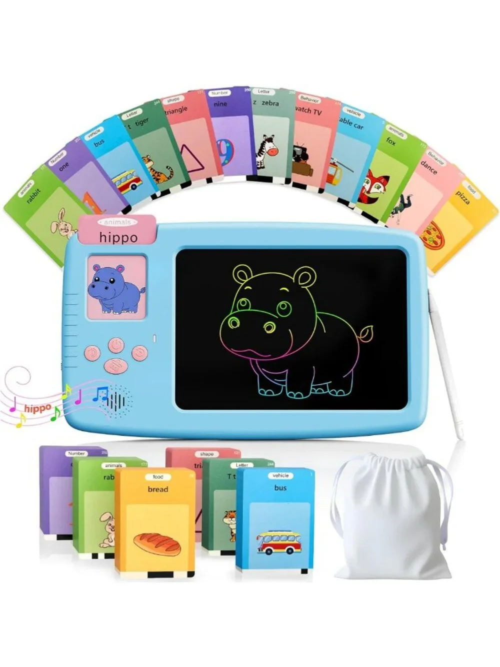 Interactive Flash Cards & LCD Writing Tablet for Toddlers | Montessori Language